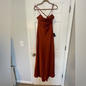 Lulus long brick/rust satin gown